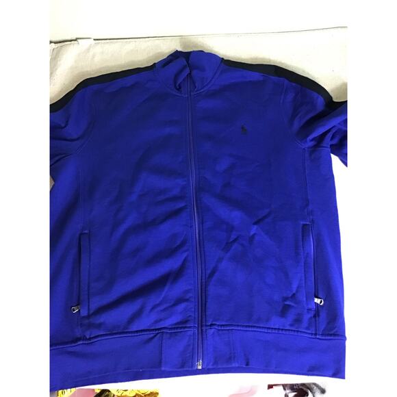 Ralph Lauren Polo Mens Mock Neck Zip up Sweat Jacket Sz. XL Blue/Black EUC - Picture 4 of 11